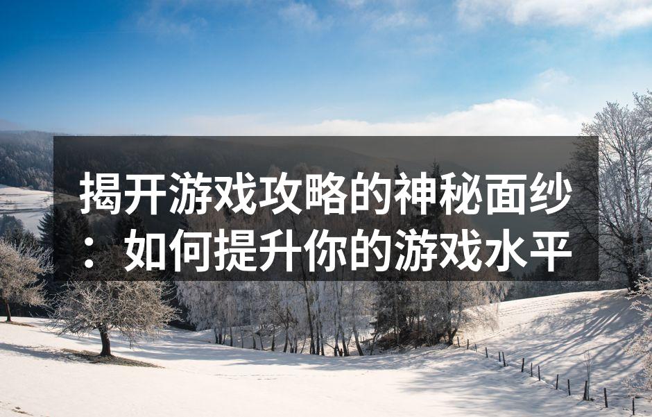 揭开游戏攻略的神秘面纱：如何提升你的游戏
